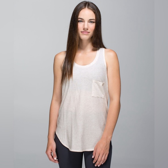 lululemon athletica Tops - Lululemon Yogi Racerback Tank Top in Heathered Angel White Cream Size 0